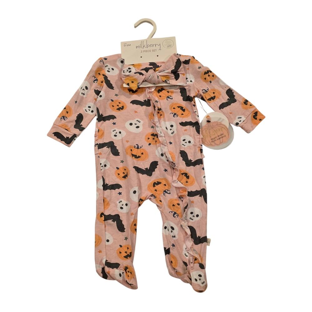 Milkberry 2pc Set Bamboo Halloween Sleeper Girls 0-3Months NWT